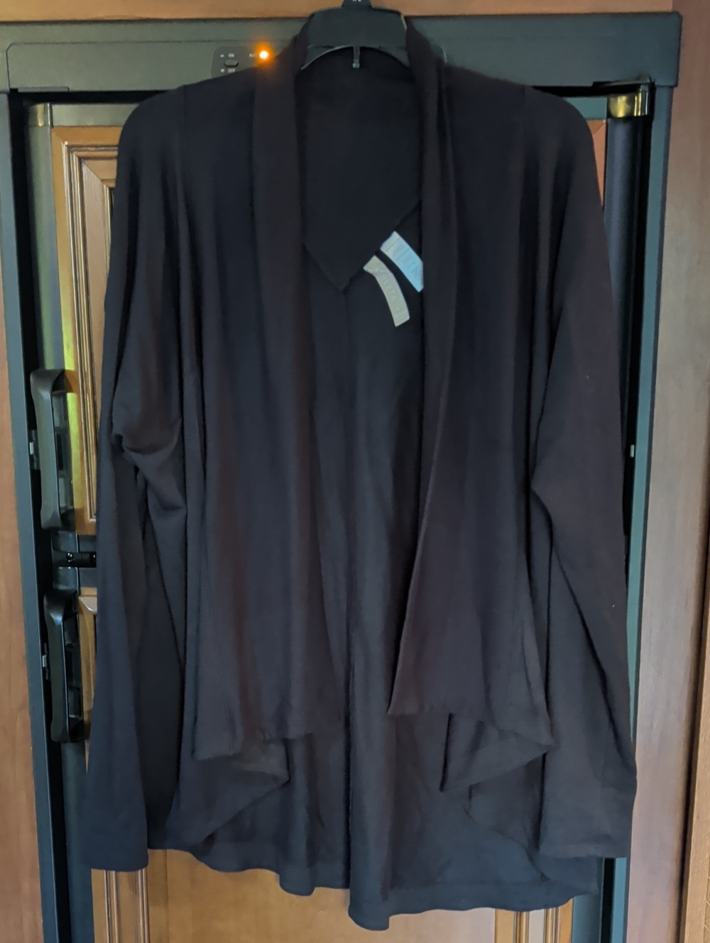 Athleta Black Draped Open-Front Cardigan